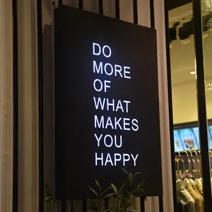 Laser Cut Led Light Box Stainless Steel Illuminated Business Logo Sign Customize Hollow Out Led Shop Logo Light Box thumbnail-4