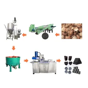 Automatic Hookah Shisha Charcoal Cube Making Machine Wood Sawdust Coconut Shell Charcoal Briquette Machine Line EPC thumbnail-1