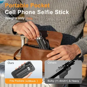 Magnetic Selfie Stick With Remote for Cell Phone 360° Rotation Mini Tripod Camera Grip Handheld Stabilizer Phone Stand thumbnail-5