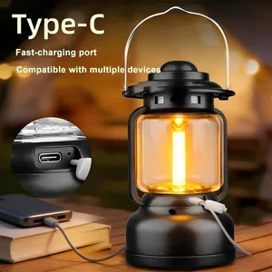 Vintage LED Camping Lantern Rechargeable 7 Modes Stepless Dimming IPX4 Waterproof Ambient Tent Light for Outdoor Camping Emergency thumbnail-3