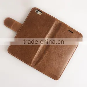 High Quality Genuine Leather Mobile Phone Flip Cover Case for IPhone 6 thumbnail-4