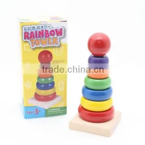 Baby Wooden Rainbow Tower Blocks Toys thumbnail-1