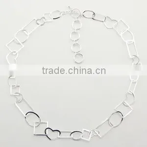 Delicate Mixed Open Shapes Sterling Silver Trendy Necklace thumbnail-1