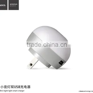 HOCO H1 Mini Night Light Smart Charger For Universal Mobile Phone Quick Charging 2.1A Double USB Charger Adapter US Plug MT-5603 thumbnail-6