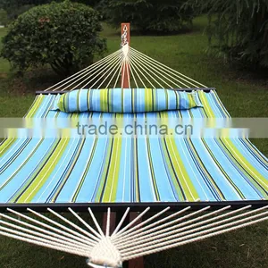 Hammock Quilted Fabric W/Pillow Double Size Spreader Bar Heavy Duty Stylish Blue thumbnail-1