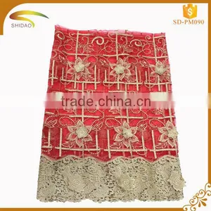 Chantilly Red Colour New Fashion Embroidery Designs Lace Fabric Wholesale Dresses and Clothes Fabric thumbnail-4