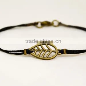 Feather Bracelet Adjustable Macrame Cord Bracelet Antique Feather Bracelet thumbnail-3