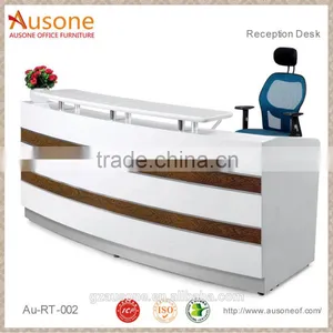 Glossy White Office Curved Modern Reception Desk thumbnail-1