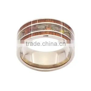 Silver Titanium Wood Camo Rings,camoflage Band Ring thumbnail-3