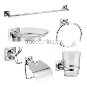 Zinc Alloy 6 Pieces Bath Hardware Set Bathroom Accessories Sets With Chrome Towel Bar Paper Holder Towel Ring Robe Hook Holders thumbnail-1