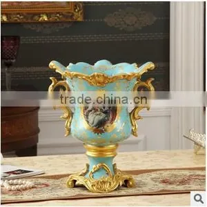Antique Brass European Porcelain Flower Pots for Home Deco thumbnail-2