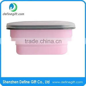 For Camping School Work Reusable Silicone One Compartment Small Collapsible Lunch Box Quality Choice thumbnail-3