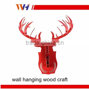 Home and Office Decoration Wall Hangings Carving Animal Head Wood Craft thumbnail-3