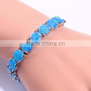 Custom 925 Sterling Silver Blue Fire Opal Girls Fancy Bracelets thumbnail-2