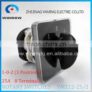 Rotary Switch YMZ12-25/2 Changeover Cam Combination Switch 2 Poles 3 Positions 8 Terminals 25A Ui 690V Sliver Point Contacts thumbnail-1