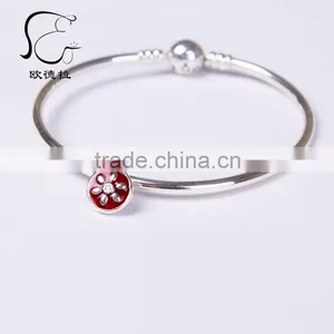 2014 New Enamel Crystal Silver Charms Bracelet Wholesale thumbnail-5