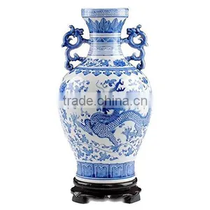 Blue And White Porcelain Binaural Dragon Vase thumbnail-1