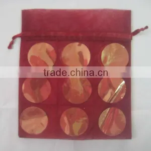 HOT SALE ! Red Organza Foil Sequin Gift Bag, Organza Wine Bottle Wrapping Bag thumbnail-1
