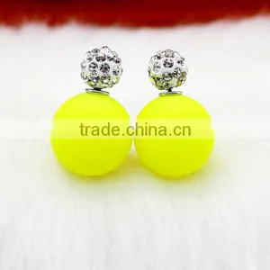 Fashion Crystal Jewelry Stud Double Face Plastic Pearls Double Pearl Earring thumbnail-2