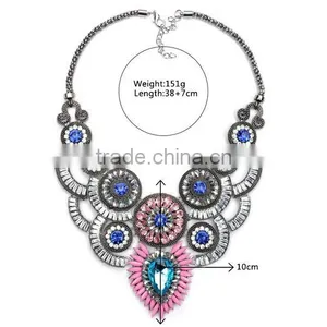 New Design Lady Bib Statement Multi Colours Crystal Luxury Necklace Collar thumbnail-2