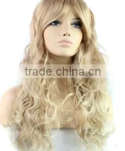 Blond Long Curly Synthetic Wig With Side Bangs thumbnail-1