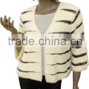 Mink Like Yarn,nylon Blend, Zebra-stripe Ladies' Jacket thumbnail-1