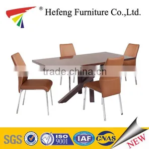 Wooden Top Dining Table With Leather Chair thumbnail-1