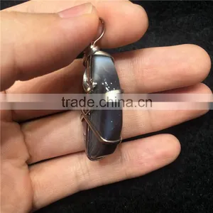 Natural Agate Stone Necklace Wiring Crystal Pendant thumbnail-4
