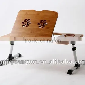 Bamboo Portable Laptop Desk With Usb Fan and Stainless Foldable Legs thumbnail-1