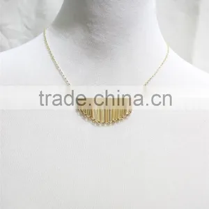 Gold Simple Pendant Necklace Goldtone Bar Connected Necklace 2016 Fashion Style Wholesale thumbnail-2