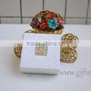 Elegant Wedding Ring Jewelry Box With Beaded Name Plate of S thumbnail-1