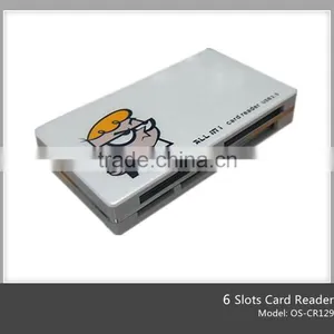 Lovely Cartoon Plastic 6 Slots Usb Samrt sd Card Reader Writer With High Speed(OS-CR129) thumbnail-1