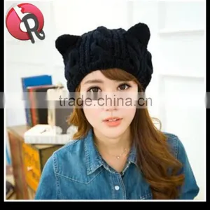 1x Braided Women Winter Warm Beanie Devil Horns Cat Ear Crochet Knit Ski Cap Hat thumbnail-2