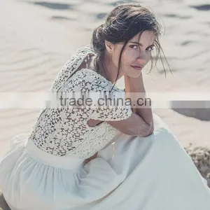 Short Sleeve Maternity Wedding Dresses 2016 Beach Wedding Gowns thumbnail-1