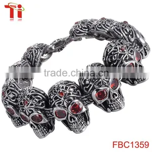 Fast and Furious 7 Moive Silver Color Stainless Steel Skull Skeleton Bracelet Titanium Steel Bangle for Men Fashion Jewelry thumbnail-2