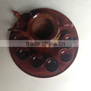 Wooden Tea Set Made in Vietnam, High Quality Tea Cup, Tea Pot and Service Plate thumbnail-3