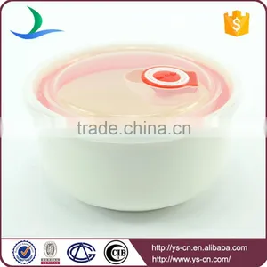 3pcs White Porcelain Ceramic Microwave Bowl Set With Lid thumbnail-5