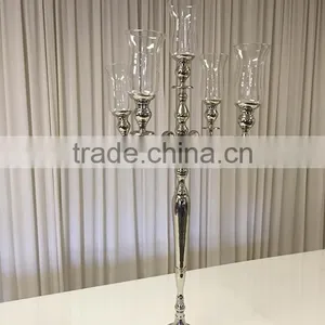 High Quality Black Candelabra With Glass Votive, Black Centerpiece For Wedding thumbnail-2