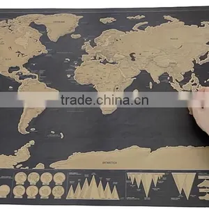 CT-750 Travel World Map Hard Paper Travel Map Small Black Mini Map Black Luxury thumbnail-4