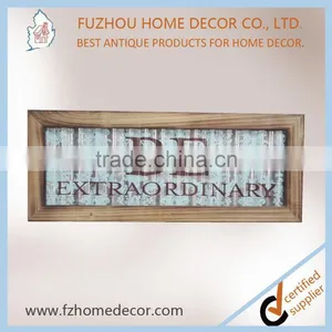 2017 Popular Vintage WAVED Tin Printing Plaque With Wood Frame thumbnail-1