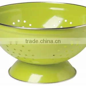 Round Metal Self Draining Pasta Bowl Kitchen Food Washing Strainer Vegetable Conlander thumbnail-3