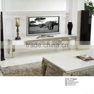 E360 Living Room Furniture Stainless Steel Marble l Shaped TV Cabinet thumbnail-2