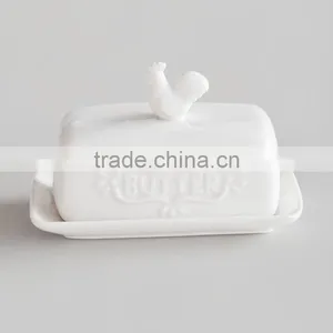 Ceramic Butter Dish With Decal Printing, Butter Dish With Decoration, Rooster thumbnail-3
