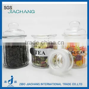 Chinese Style Recycled Glass Tea Sugar Coffee Jar With Brand and Lid thumbnail-1