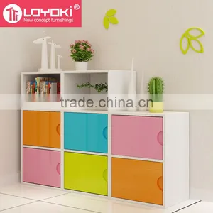 Colorful DIY Assembly Wood Cabinet Wooden Cube Storage Home Furniture Storage Boxes Cabinet thumbnail-1