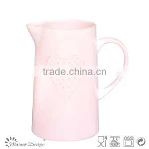 Delicate Emboss Crockery Stoneware Houseware Heart Pattern Pitcher thumbnail-2
