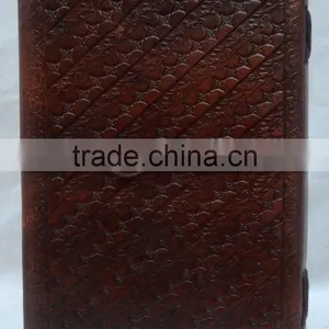 Handmade Vintage Strip Closer Camel Embossed Leather Diary thumbnail-2