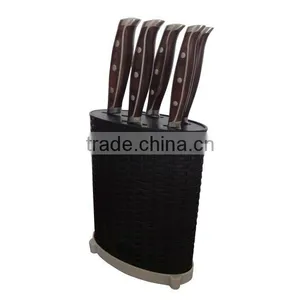 5 Pieces Stainless Steel Kitchen Knife Set With Plastic Block thumbnail-1
