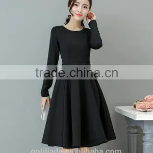 2016 Customized Manufacture Fashionable Wholesale Women Plain Color Dress Long-sleeve Spring Autumn Ladies Dress thumbnail-5