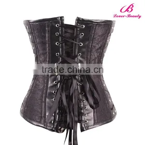 Black Overbust Waist Cincher Vest Shapewear Thermal Waist Corset Steampunk Wholesale thumbnail-6